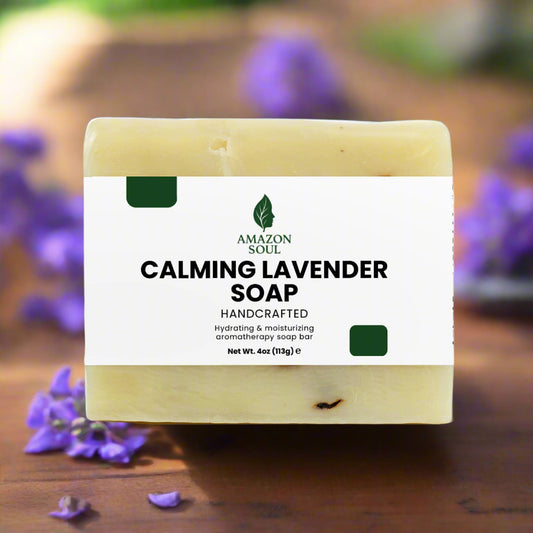 Amazon Soul Calming Lavender Soap on a white background